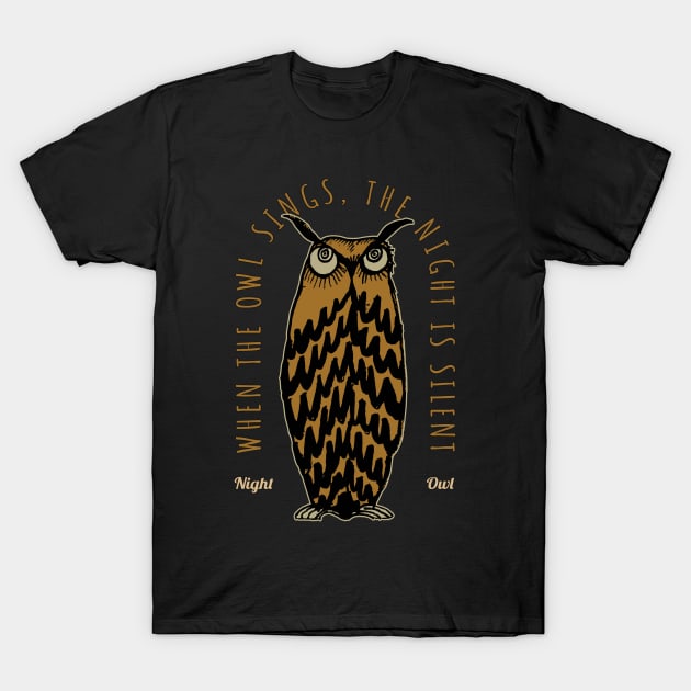 Vintage Owl in the Silent Night T-Shirt by KewaleeTee